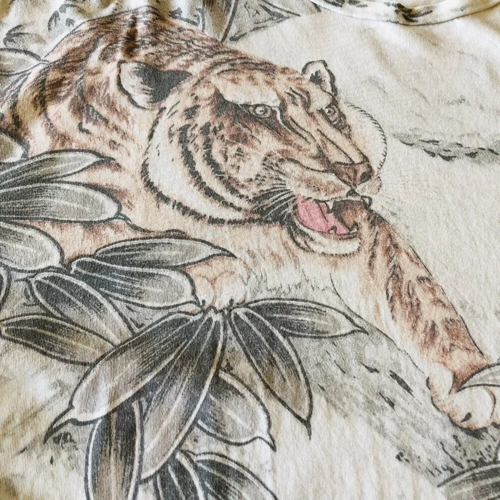 ALLSAINTS Chokai SS Crew Neck T-Shirt Oversized Fit Tiger Print Mens S Portugal - Picture 5 of 12